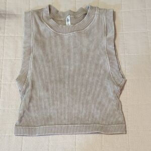 Zenana Outfitters Ribbed Knit Top in Beige